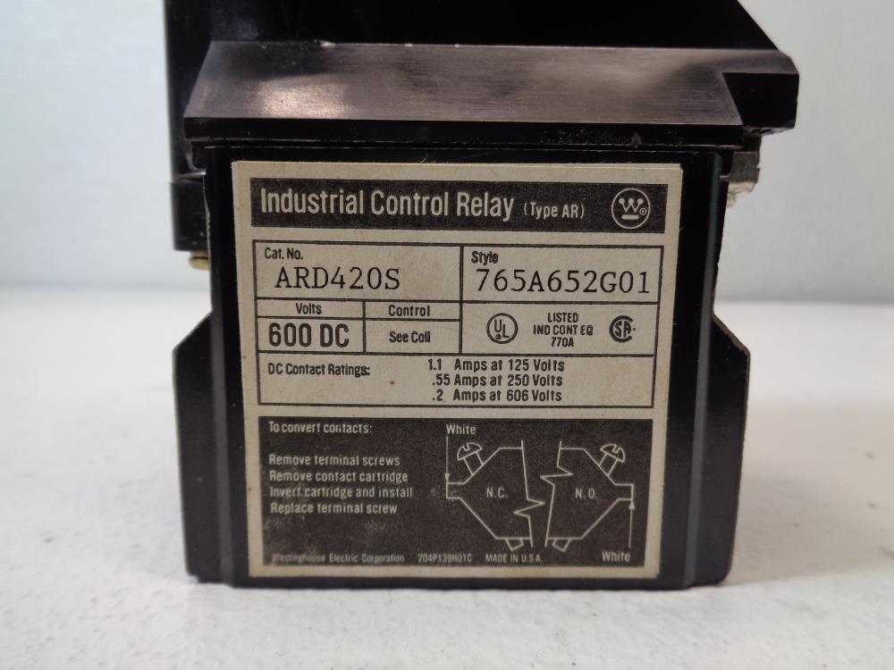 Westinghouse 4-Pole 120V Relay, Cat# ARD420S, Style# 765A652G01